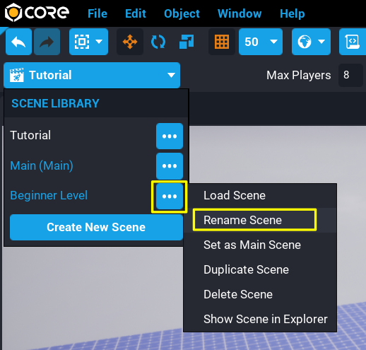 Renaming a Scene